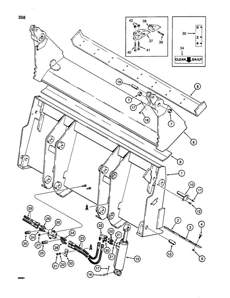 Схема запчастей Case W18 - (358) - L107698 AND L107652 CLAM BUCKETS (09) - CHASSIS/ATTACHMENTS