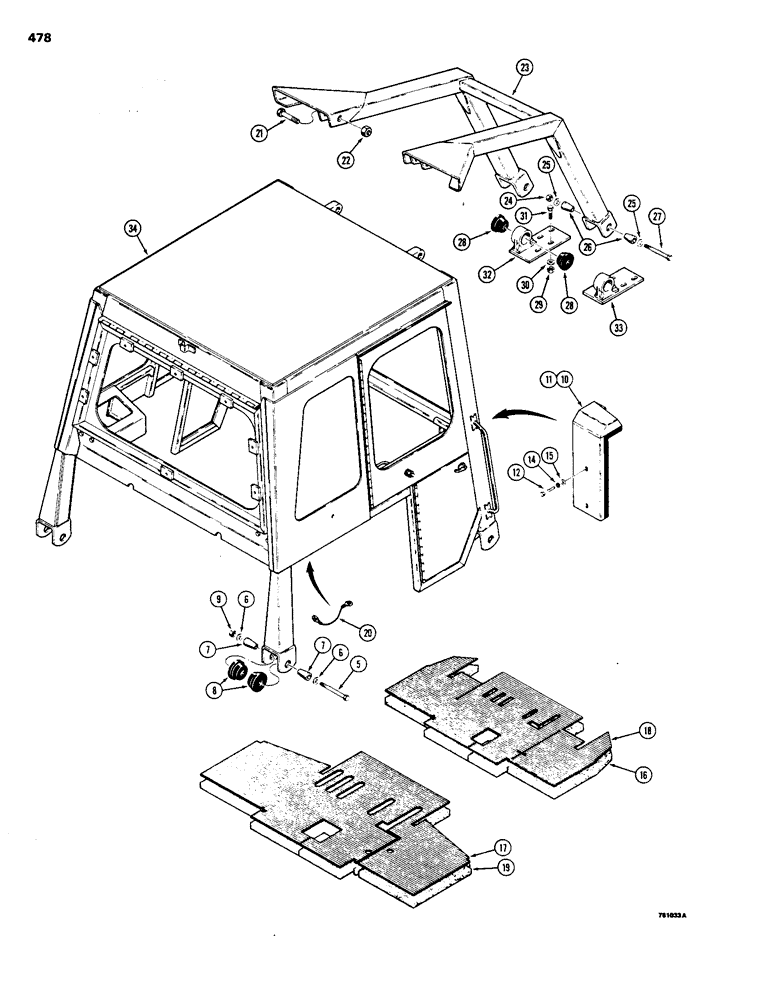 Схема запчастей Case 1150B - (478) - CAB MOUNT AND FLOOR MATS (05) - UPPERSTRUCTURE CHASSIS