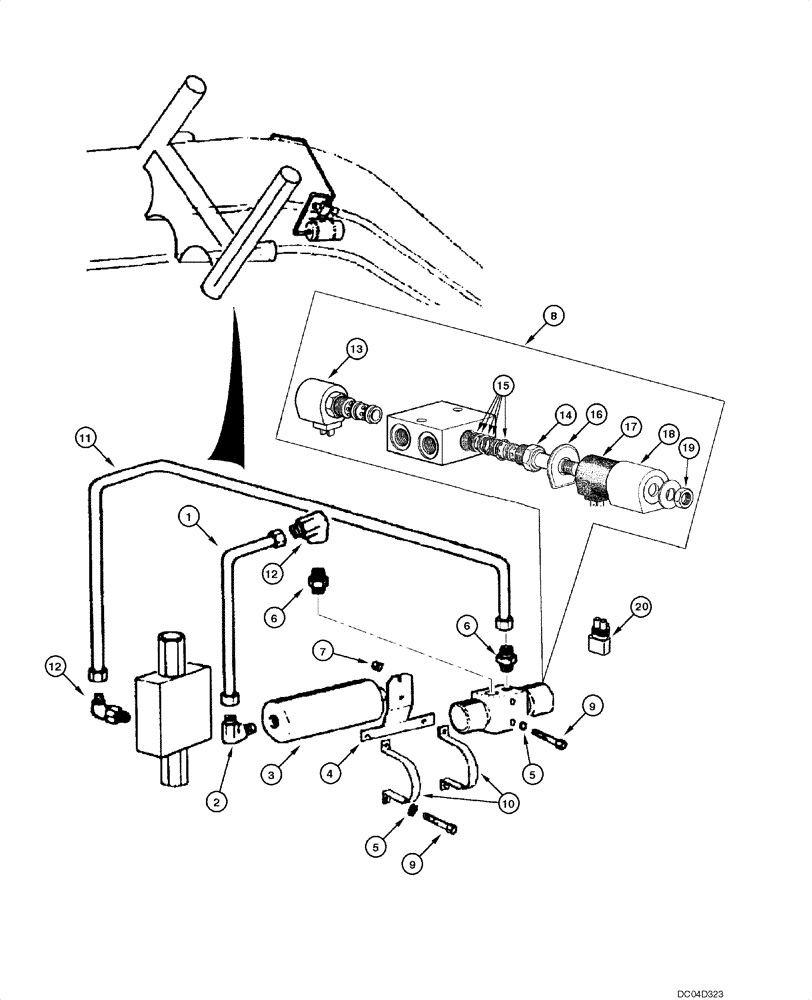 Схема запчастей Case 865 - (08.08[00]) - BLADE HYDRAULIC CIRCUIT - SIDE SHIFT ACCUMULATOR (08) - HYDRAULICS