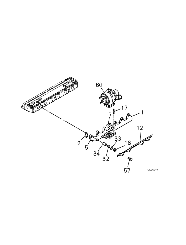 Схема запчастей Case CX460 - (02-09) - EXHAUST PIPE - TURBOCHARGER (02) - ENGINE
