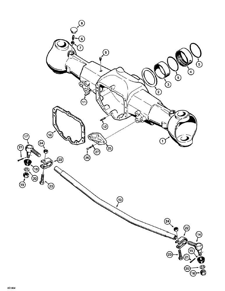 Схема запчастей Case 584E - (6-36) - REAR DRIVE AXLE, HOUSING AND TIE ROD, FOUR WHEEL DRIVE MODELS (06) - POWER TRAIN