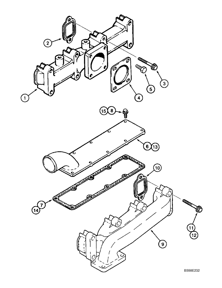 Схема запчастей Case 686GXR - (2-26) - MANIFOLDS - EXHAUST AND INTAKE, 4-390 AND 4T-390 EMISSIONS CERTIFED (02) - ENGINE