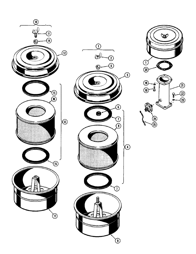 Схема запчастей Case W10 - (026) - AIR CLEANER, DRY TYPE (02) - ENGINE