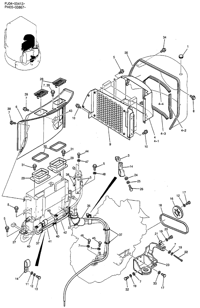 Схема запчастей Case CX50B - (06-020) - COOLER ASSEMBLY P/N PH20M00024F1 OPTIONAL PARTS