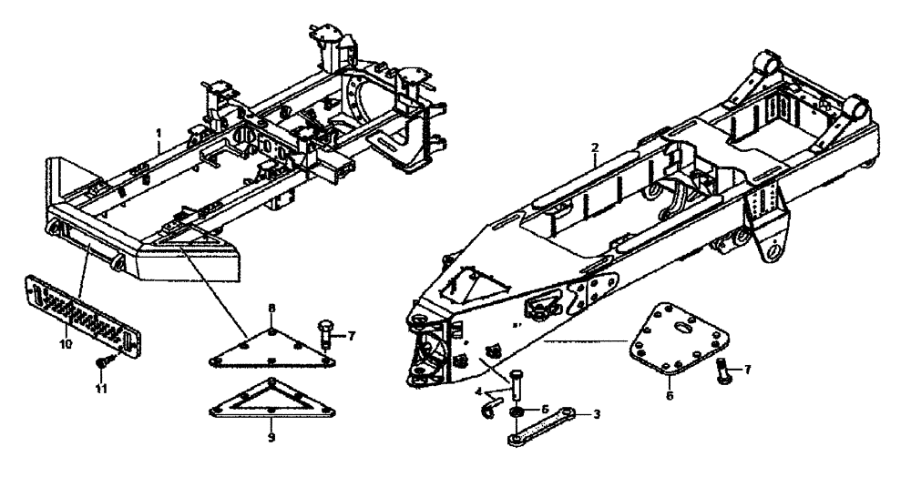 Схема запчастей Case 340B - (36A00001181[001]) - FRAME PARTS (P.I.N. HHD0340BN7PG58147 AND AFTER) (84242811) (09) - Implement / Hydraulics / Frame / Brakes