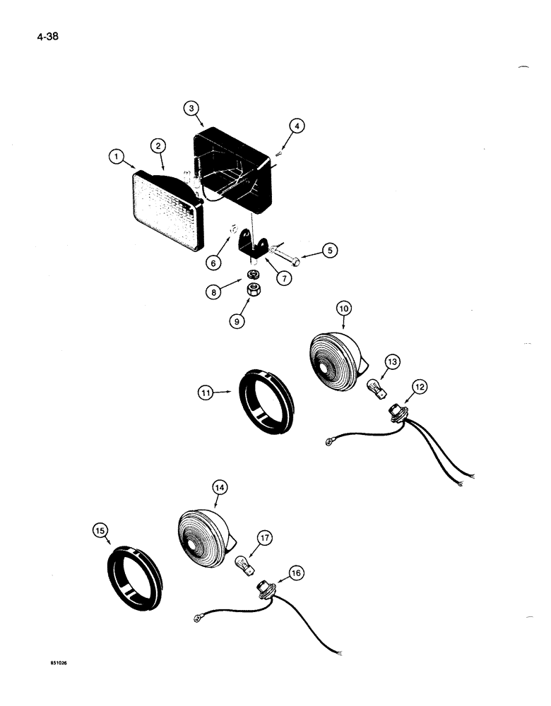 Схема запчастей Case 1085B - (4-038) - LAMPS (04) - ELECTRICAL SYSTEMS