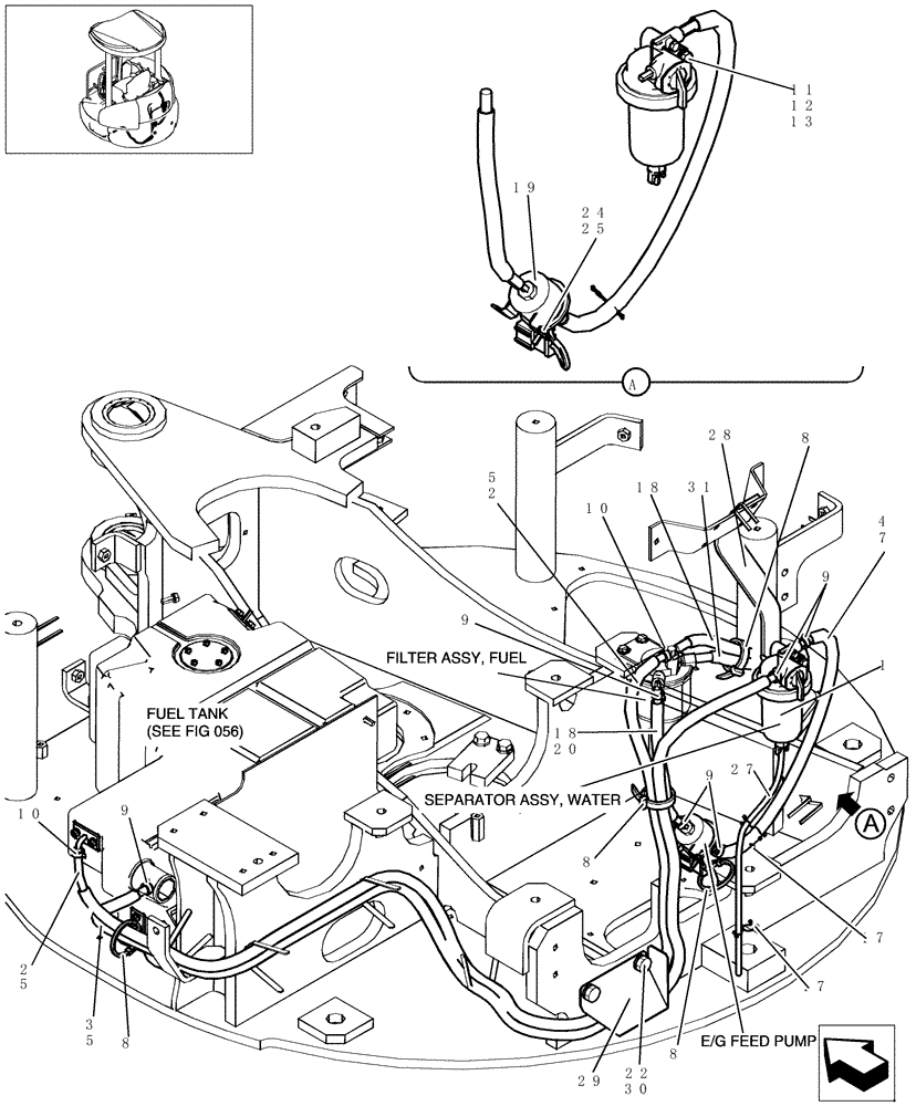 Схема запчастей Case CX31B - (052-01[1]) - FUEL LINES (10) - ENGINE