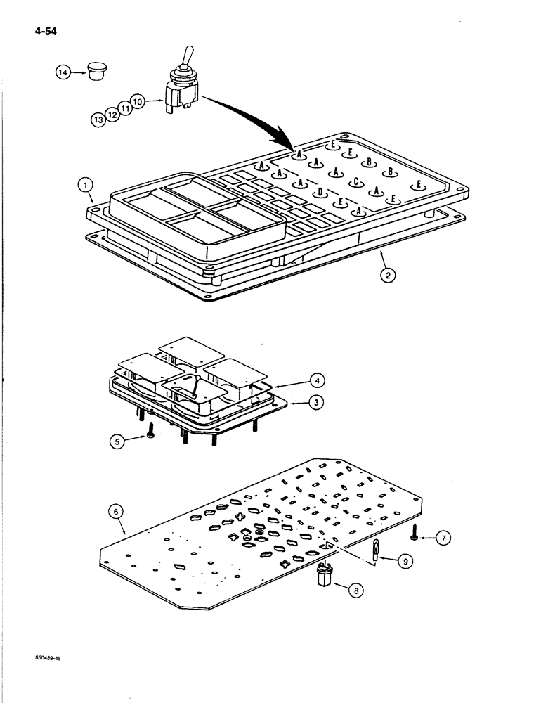 Схема запчастей Case 170B - (4-54) - ELECTRICAL CONTROL PANEL, P.I.N. 74341 THROUGH 74456 (04) - ELECTRICAL SYSTEMS