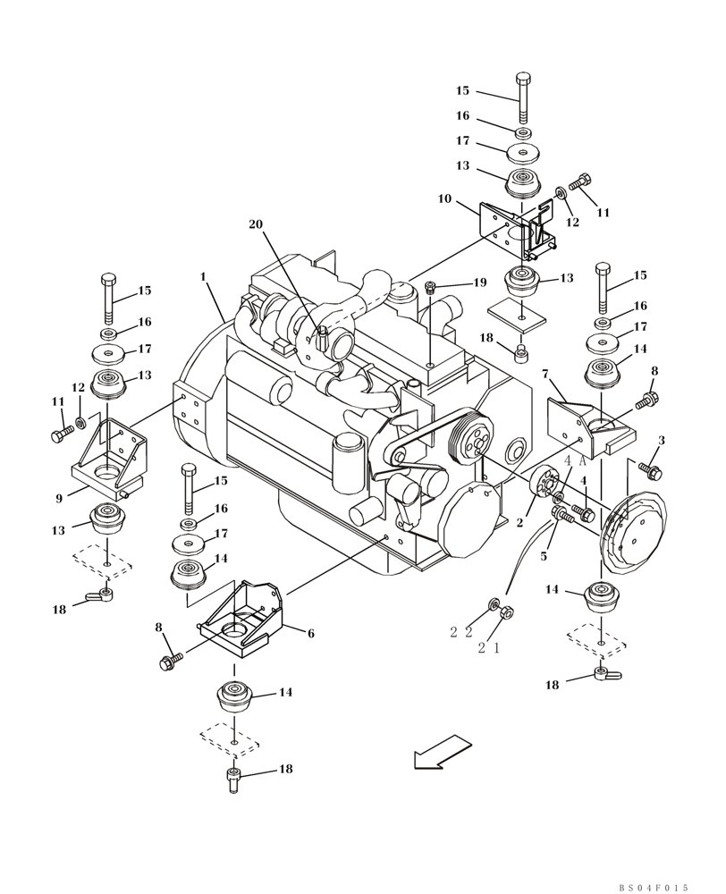 Схема запчастей Case CX160 - (02-01) - ENGINE MOUNTING (02) - ENGINE