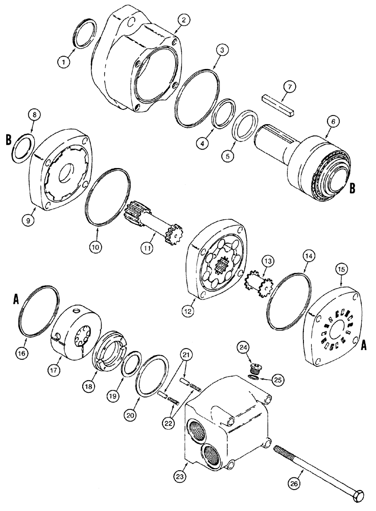 Схема запчастей Case 6030 - (08-06) - MOTOR ASSY DRILL PIPE LOADER (08) - HYDRAULICS