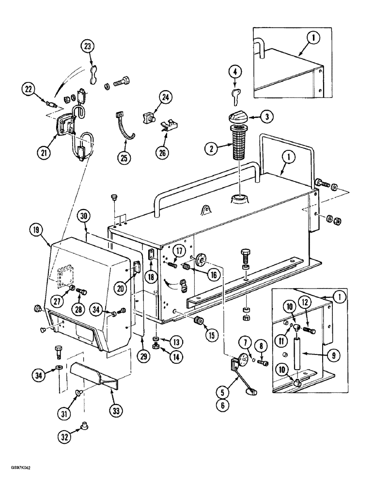 Схема запчастей Case 888 - (3-02) - FUEL TANK AND STORAGE COMPARTMENT (03) - FUEL SYSTEM