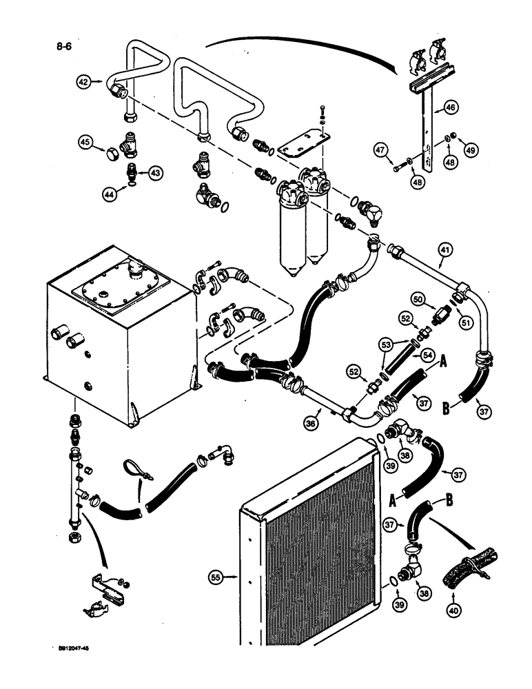 Схема запчастей Case 1187C - (8-06) - HYDRAULIC OIL FILTER AND COOLER LINES (08) - HYDRAULICS