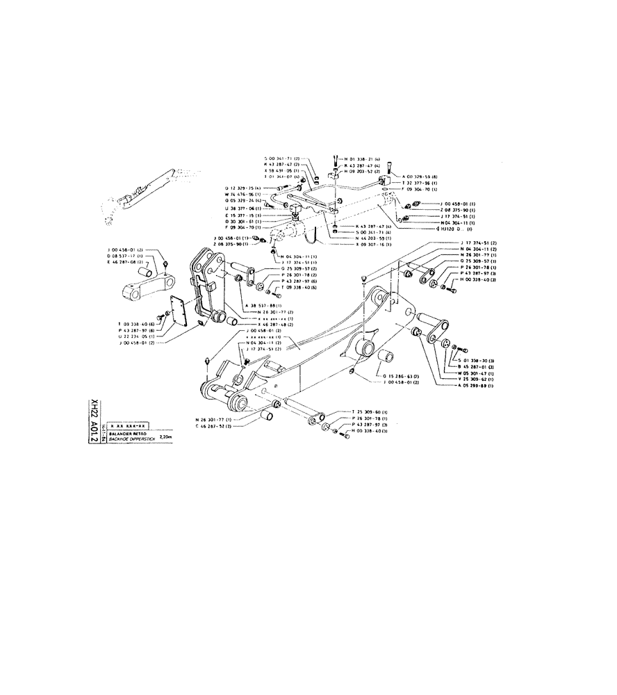 Схема запчастей Case 220 - (279) - BACKHOE DIPPERSTICK (14) - DIPPERSTICKS