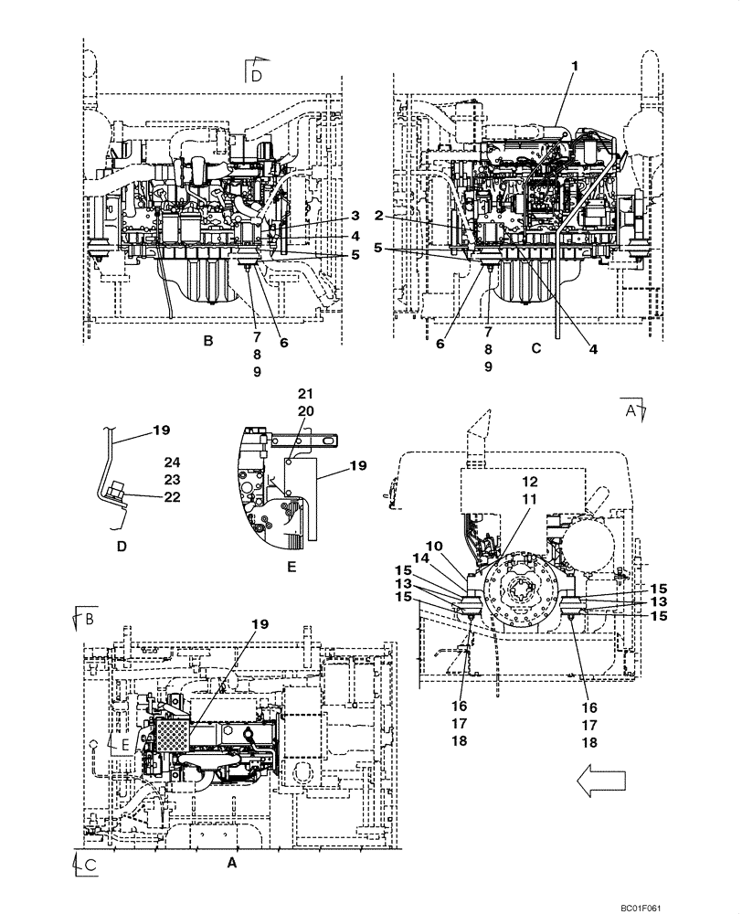 Схема запчастей Case CX800 - (02-01) - ENGINE MOUNTING (02) - ENGINE