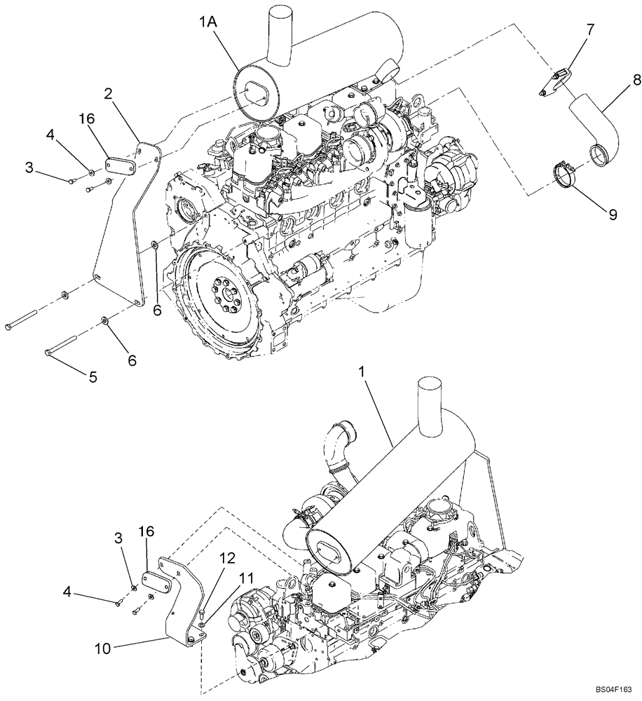 Схема запчастей Case 621D - (02-11) - MUFFLER - EXHAUST SYSTEM (02) - ENGINE