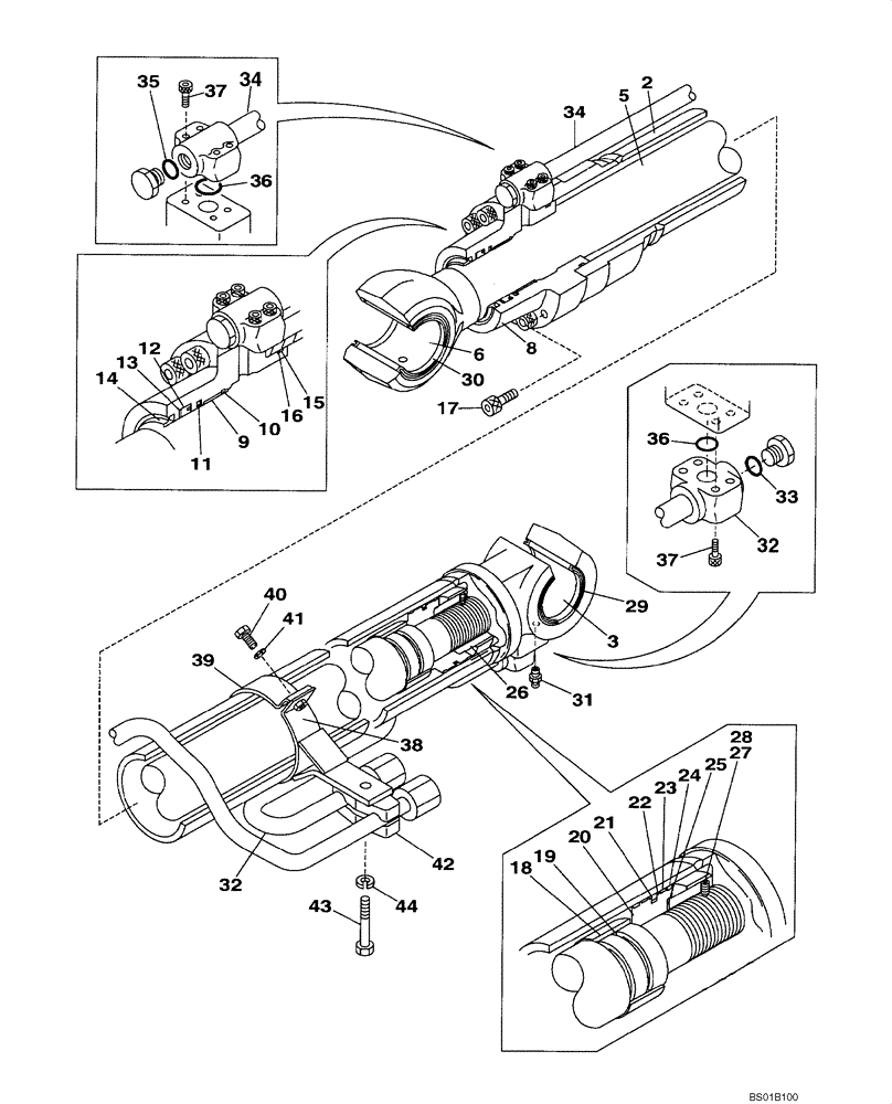 Схема запчастей Case CX160 - (08-71) - CYLINDER ASSY, BOOM, RIGHT HAND - MODELS WITHOUT LOAD HOLD (08) - HYDRAULICS