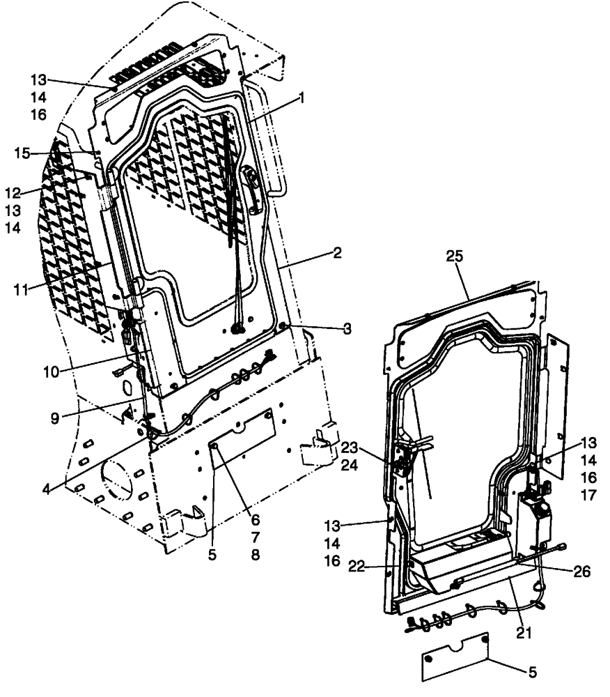 Схема запчастей Case 440 - (09-25D) - CAB DOOR 87557060 - SPRING ASSIST MOUNTED TO DOOR TAB (09) - CHASSIS