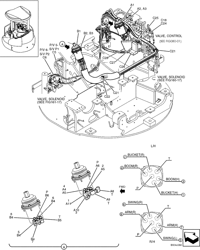 Схема запчастей Case CX36B - (141-60[1]) - CONTROL LINES (NIBBLER & BREAKER) (35) - HYDRAULIC SYSTEMS