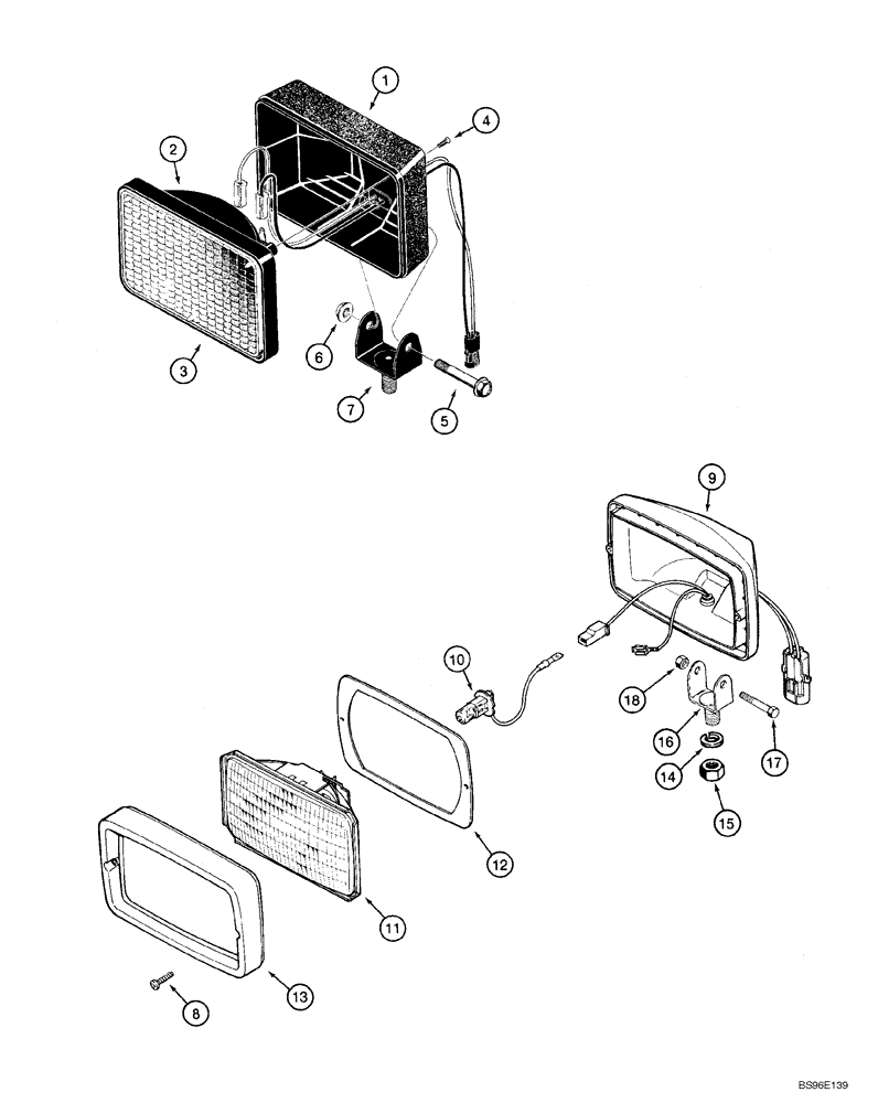 Схема запчастей Case 1150H_IND - (04-17) - LAMP ASSY, FRONT AND REAR (04) - ELECTRICAL SYSTEMS