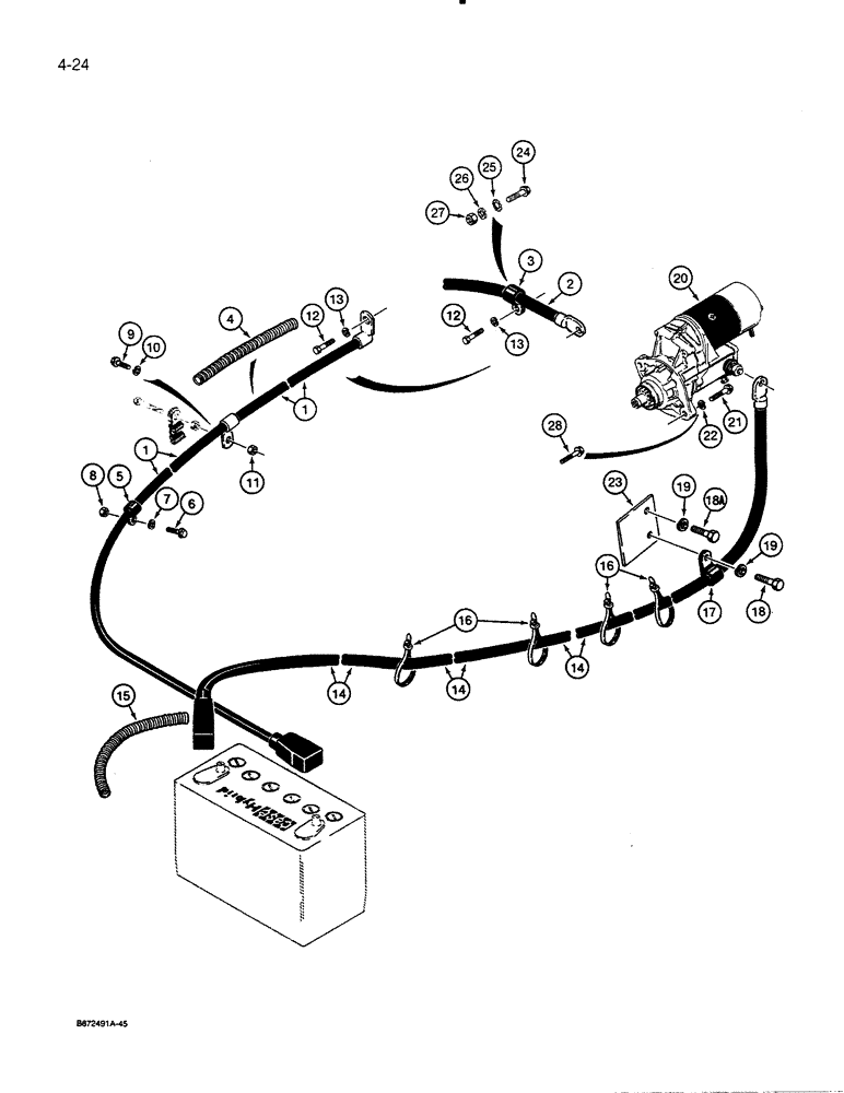 Схема запчастей Case 455C - (4-24) - BATTERY CABLES AND CONNECTIONS (04) - ELECTRICAL SYSTEMS