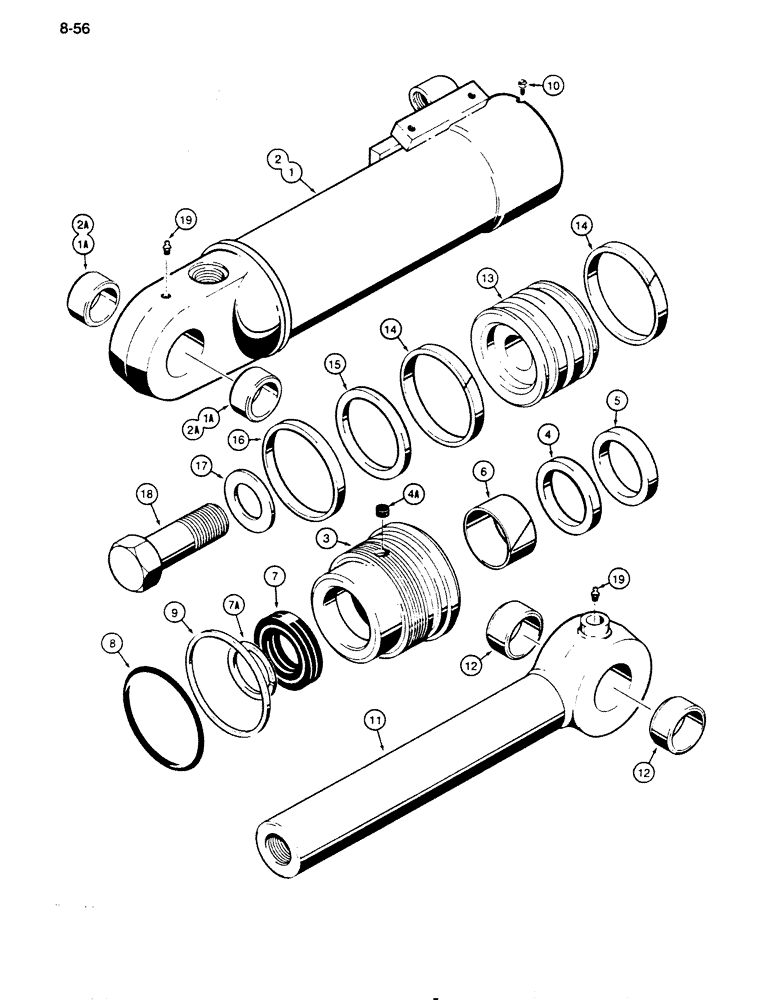 Схема запчастей Case 850D - (8-056) - G101216 DOZER TILT CYLINDER (08) - HYDRAULICS