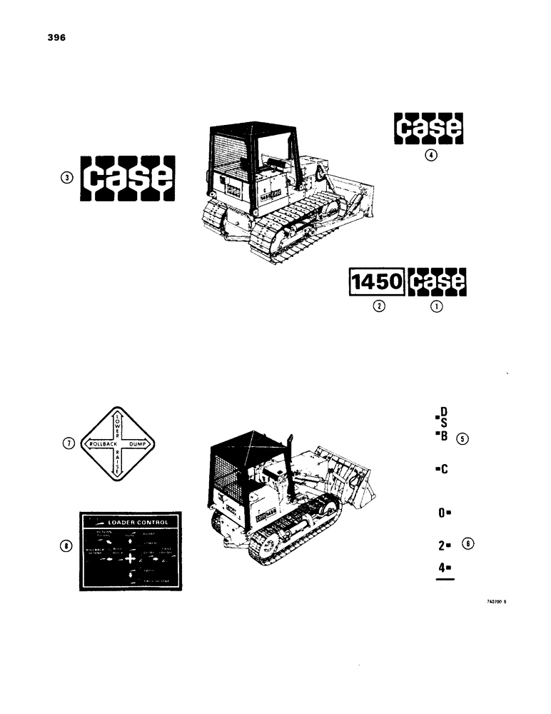 Схема запчастей Case 1450 - (396) - DECALS, EARLY PRODUCTION (09) - CHASSIS/ATTACHMENTS