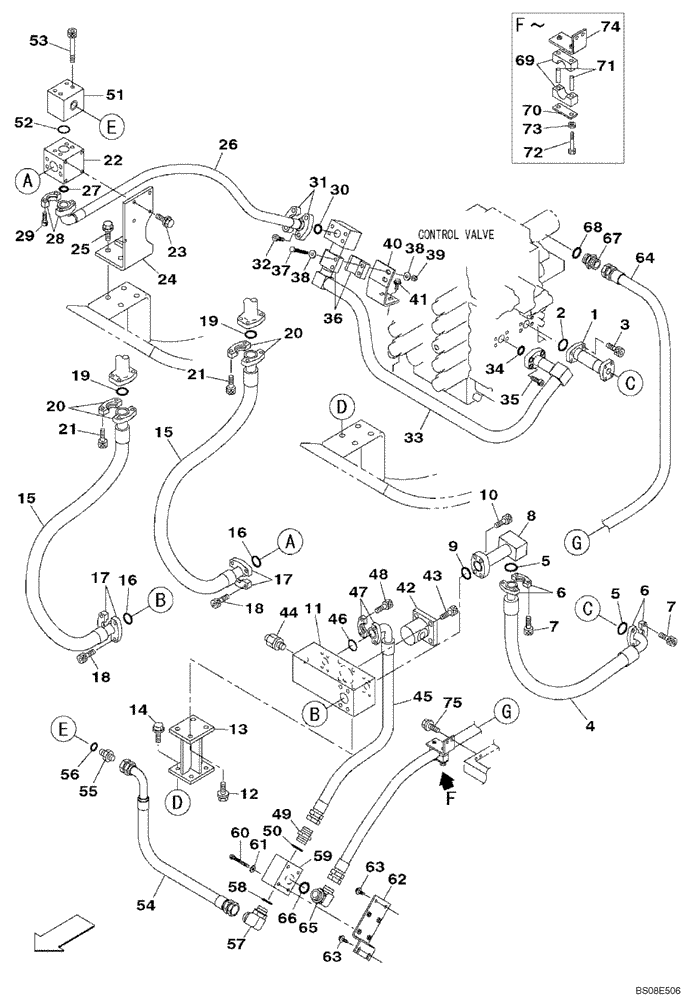 Схема запчастей Case CX700B - (08-50) - HYDRAULIC CIRCUIT - OPTIONAL - 3-WAY (08) - HYDRAULICS