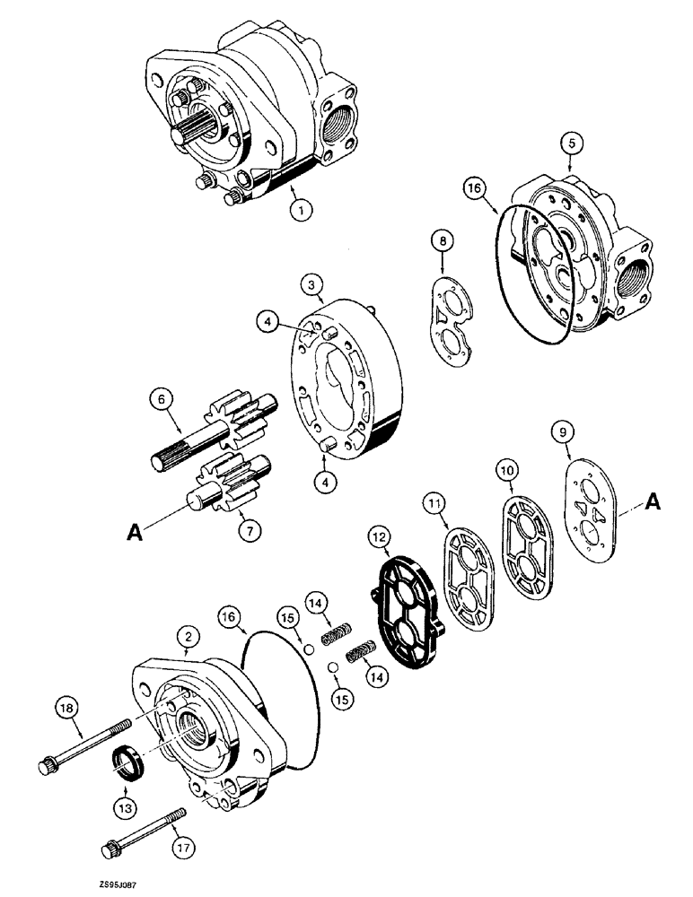 Схема запчастей Case 550E - (8-08) - EQUIPMENT HYDRAULIC PUMP (08) - HYDRAULICS