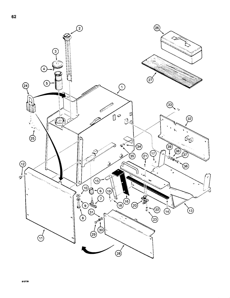 Схема запчастей Case 855C - (062) - FUEL TANK, COVERS, AND TOOL BOX (02) - FUEL SYSTEM