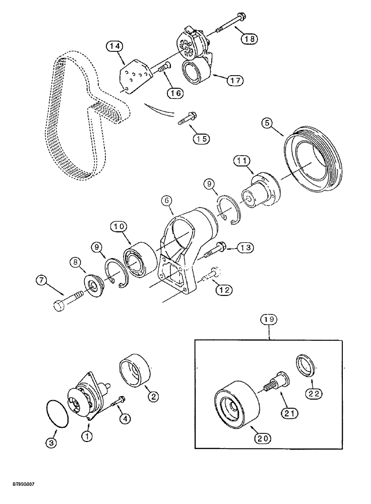 Схема запчастей Case 580SL - (2-16) - WATER PUMP SYSTEM, 4T-390 ENGINE (02) - ENGINE