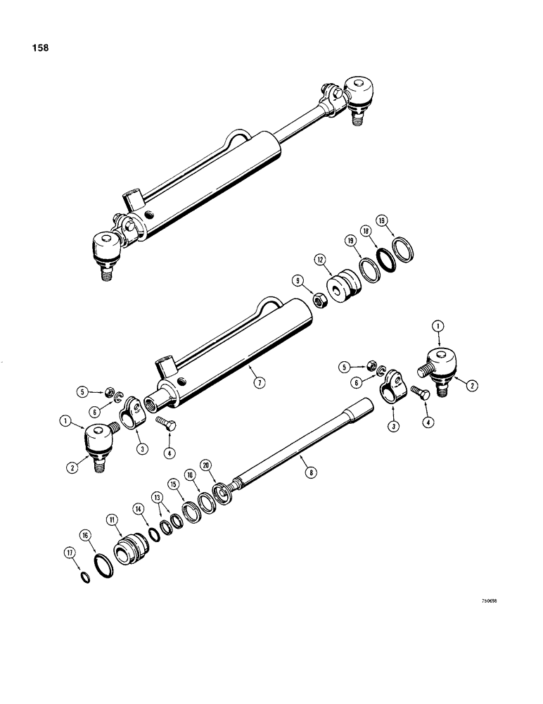 Схема запчастей Case 480C - (158) - A137503 STEERING CYLINDERS, WITH SINGLE GROOVE PISTON (41) - STEERING