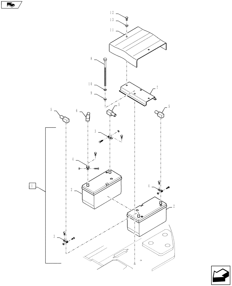 Схема запчастей Case CX235C SR - (55.302.01) - BATTERY (55) - ELECTRICAL SYSTEMS