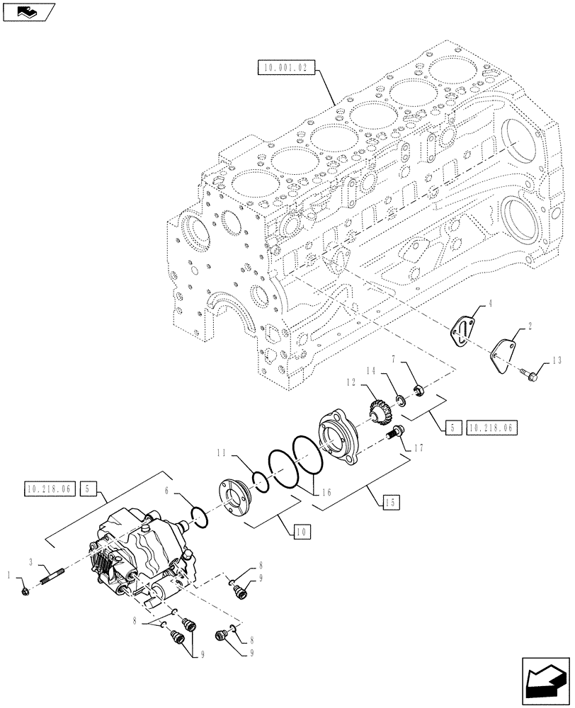 Схема запчастей Case F4DFE613B A004 - (10.218.05) - INJECTION PUMP (10) - ENGINE