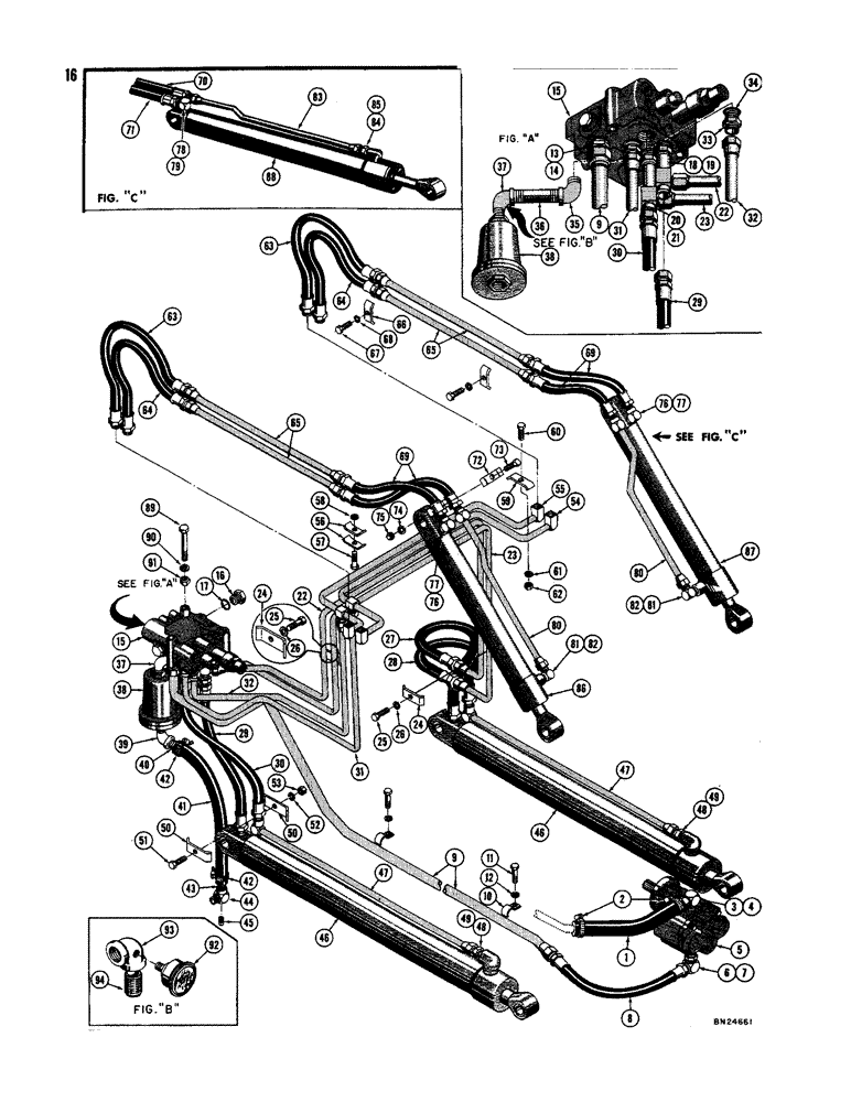 Схема запчастей Case 42 - (16) - LOADER HYDRAULICS 