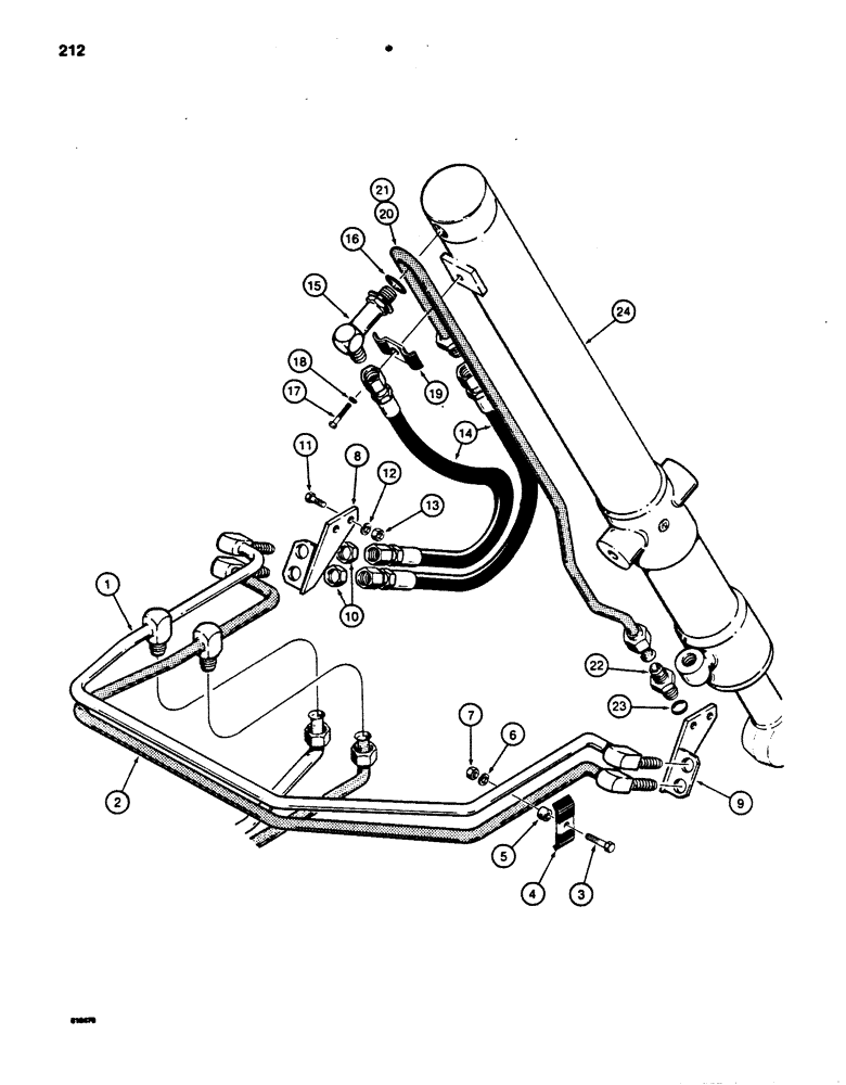 Схема запчастей Case 850B - (212) - DOZER LIFT HYDRAULIC CIRCUIT, CYLINDER TUBES TO CYLINDERS (07) - HYDRAULIC SYSTEM