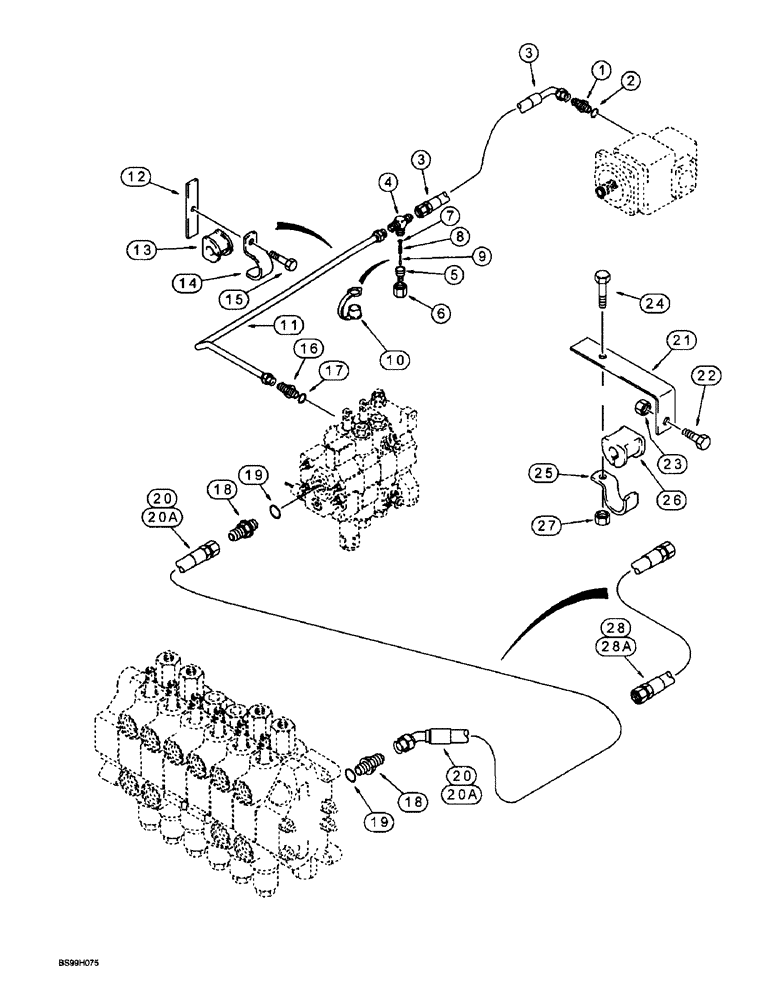 Схема запчастей Case 570LXT - (8-006) - EQUIPMENT HYDRAULIC SYSTEM, EQUIPMENT PUMP AND LOADER CONTROL VALVE TO BACKHOE CONTROL VALVE (08) - HYDRAULICS