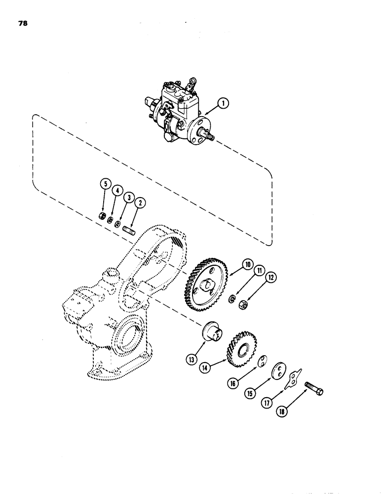 Схема запчастей Case 1835 - (078) - FUEL INJECTION PUMP DRIVE, 188 DIESEL ENGINE (03) - FUEL SYSTEM