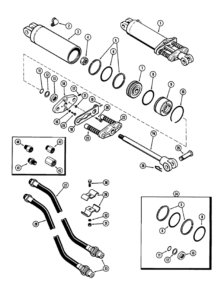 Схема запчастей Case 480CK - (146) - 3-1/4 INCH X 8 INCH REMOTE HYDRAULIC CYLINDER, WITH MECHANICAL LIMIT STOP 