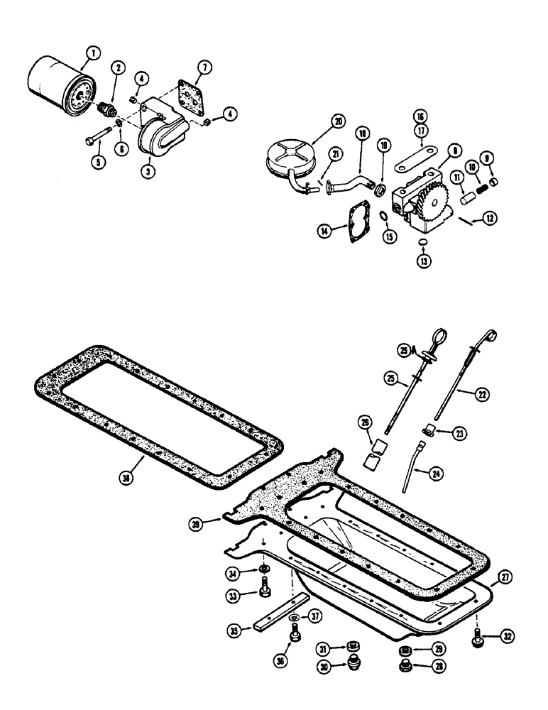 Схема запчастей Case 530CK - (016) - OIL PUMP-OIL FILTER-OIL PAN, (159) SPARK IGNITION ENGINE (10) - ENGINE