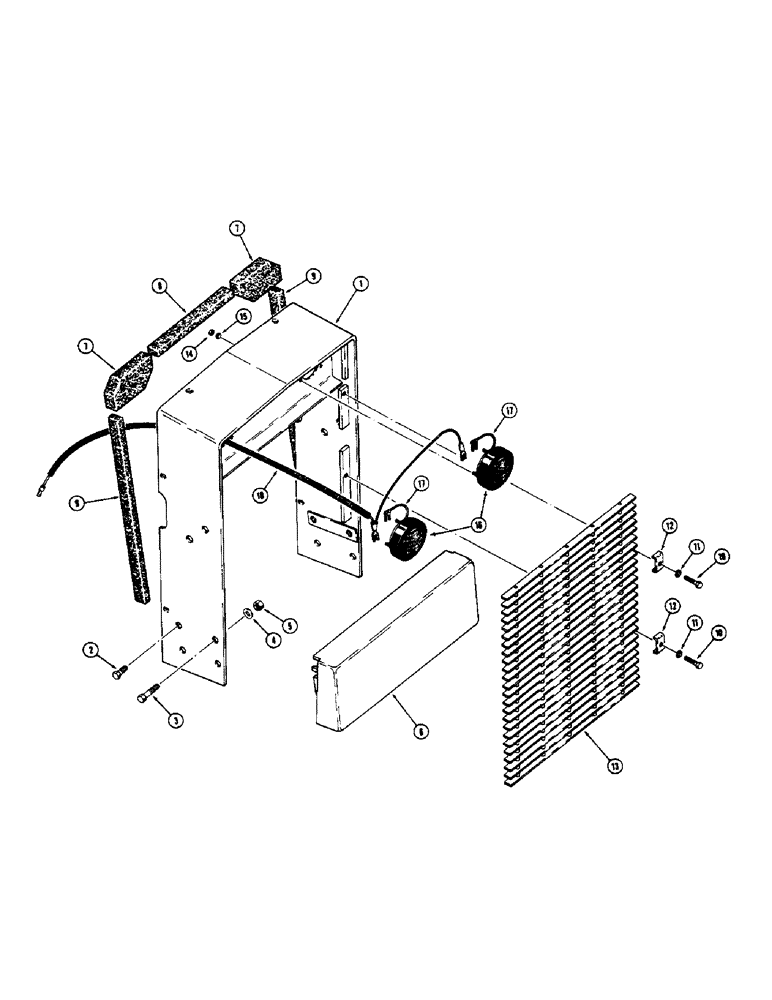 Схема запчастей Case 580B - (164) - RADIATOR WRAPPER, GRILLE AND HEADLIGHTS (09) - CHASSIS/ATTACHMENTS