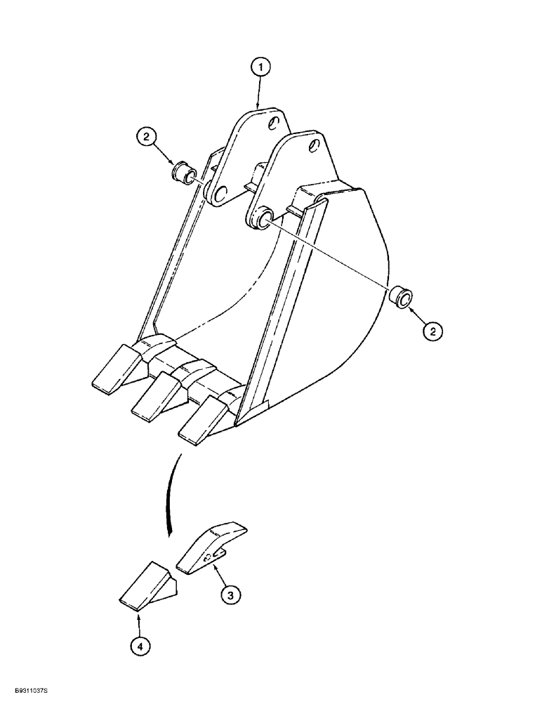 Схема запчастей Case 1838 - (9-48) - BACKHOE BUCKETS, D100 OR D100XR BACKHOE, STANDARD BUCKETS (09) - CHASSIS/ATTACHMENTS