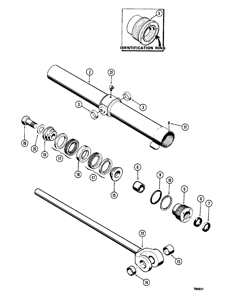 Схема запчастей Case 780 - (396) - G33784 AND G33785 LOADER BUCKET TILT CYLINDERS, GLAND HAS I.D. RING (08) - HYDRAULICS