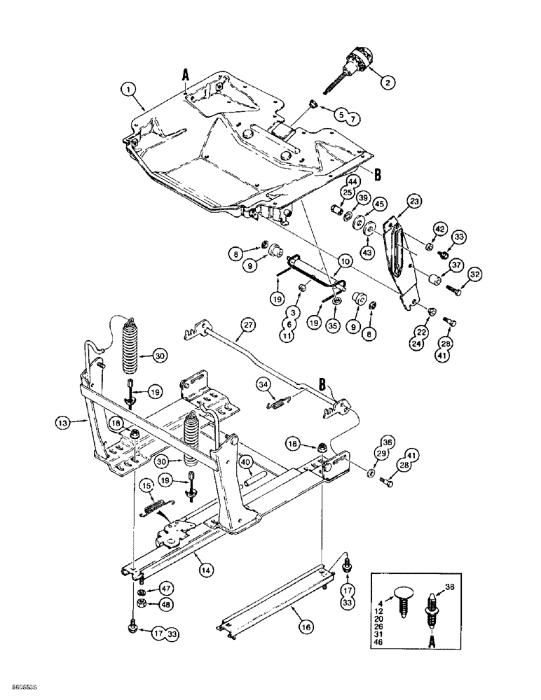 Схема запчастей Case 1838 - (9-24) - DELUXE OPERATORS SEAT, BASE AND ADJUSTING PARTS (09) - CHASSIS/ATTACHMENTS