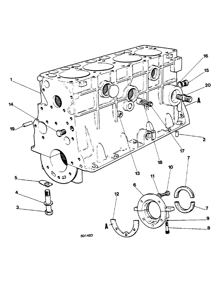 Схема запчастей Case 580G - (036) - ENGINE - CYLINDER BLOCK (02) - ENGINE