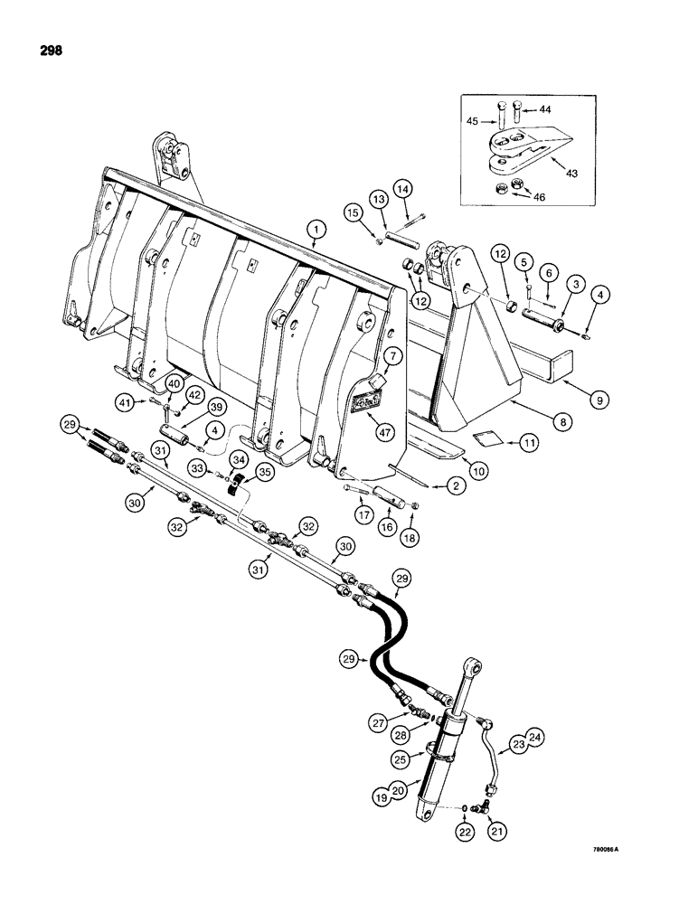 Схема запчастей Case 680H - (298) - CLAM BUCKET (09) - CHASSIS/ATTACHMENTS