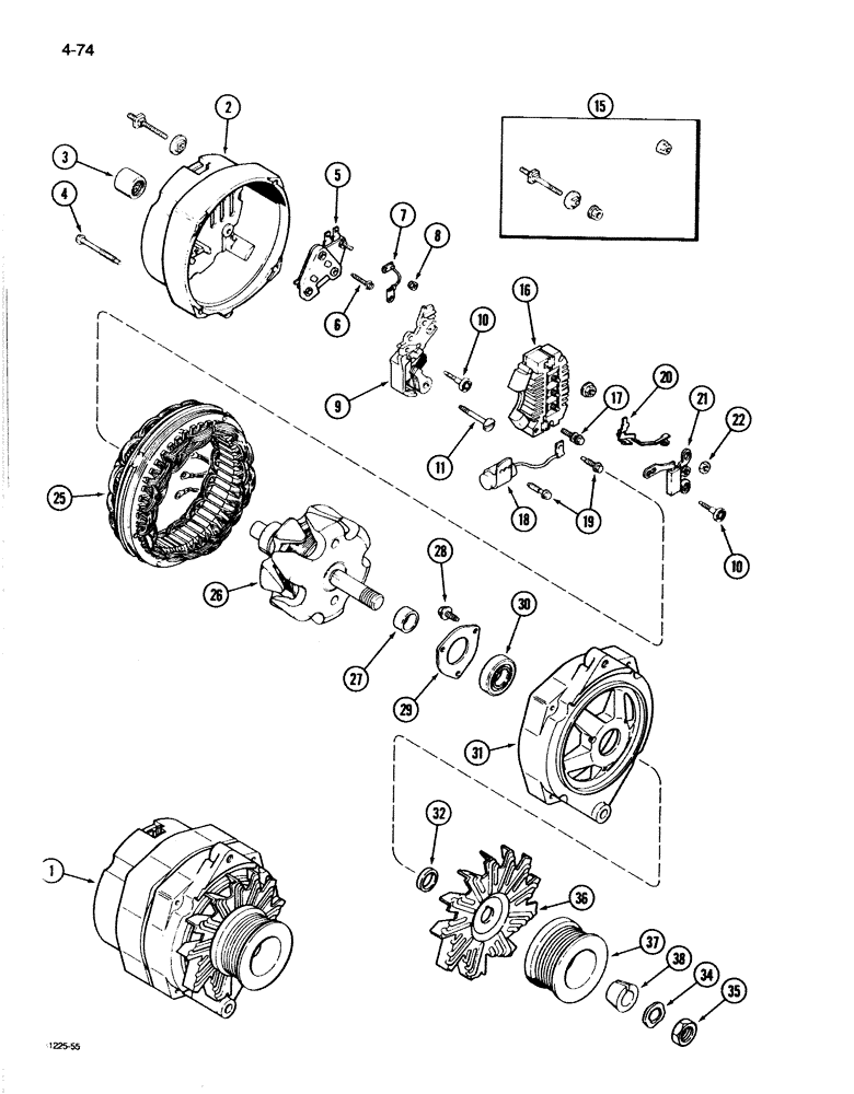 Схема запчастей Case 680K - (4-074) - L112091 ALTERNATOR, USED ON LOADER BACKHOE WITH 24 VOLT SYSTEM (04) - ELECTRICAL SYSTEMS