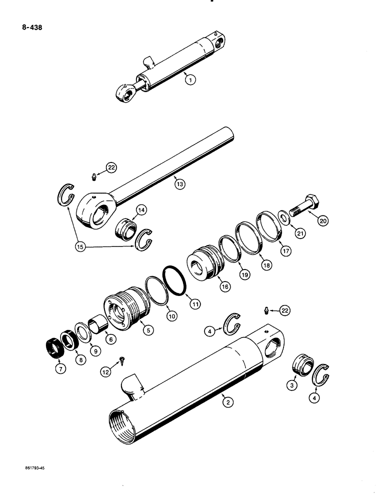 Схема запчастей Case 580K - (08-438) - THREE-POINT HITCH PITCH CYLINDER (08) - HYDRAULICS