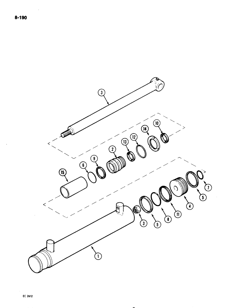 Схема запчастей Case 1825 - (8-190) - LOADER LIFT CYLINDER (08) - HYDRAULICS