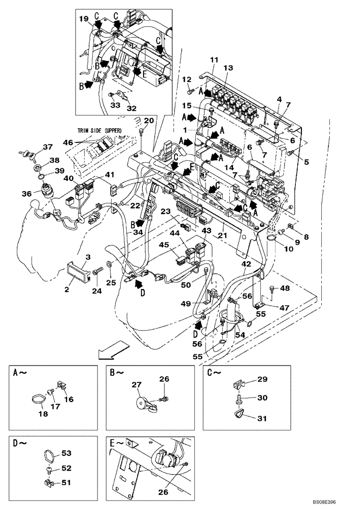 Схема запчастей Case CX470B - (04-06) - ELECTRICAL - CAB (04) - ELECTRICAL SYSTEMS