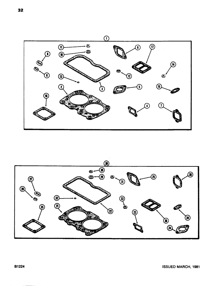 Схема запчастей Case 680E - (032) - ENG. GASKET KITS, 336BD DIESEL ENG., VALVE GRIND KIT, USED WITH 5.189" TO 5.194" FIRE DAM DIAM. SLEE (10) - ENGINE